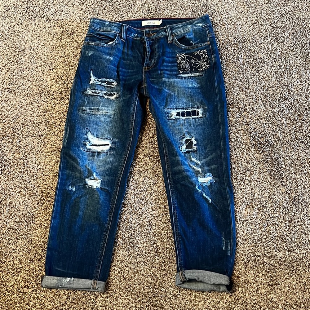 Patchwork boyfriend jeans